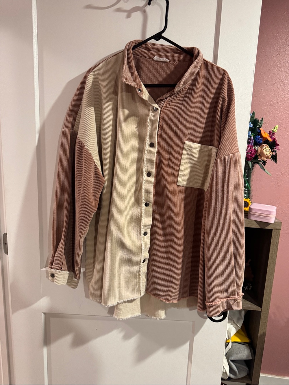 Chic Soul Two-Tone Corduroy Shacket